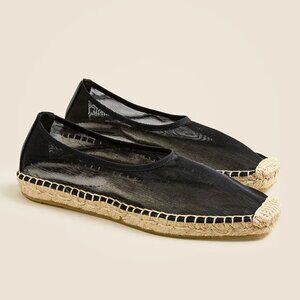 J.Crew Made-in-Spain espadrille flats in black mesh size 8